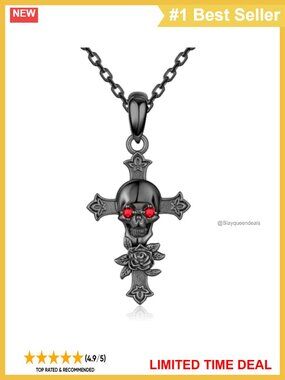925 Sterling Silver Skull Cross Necklace Gothic Pendant Jewelry Gift